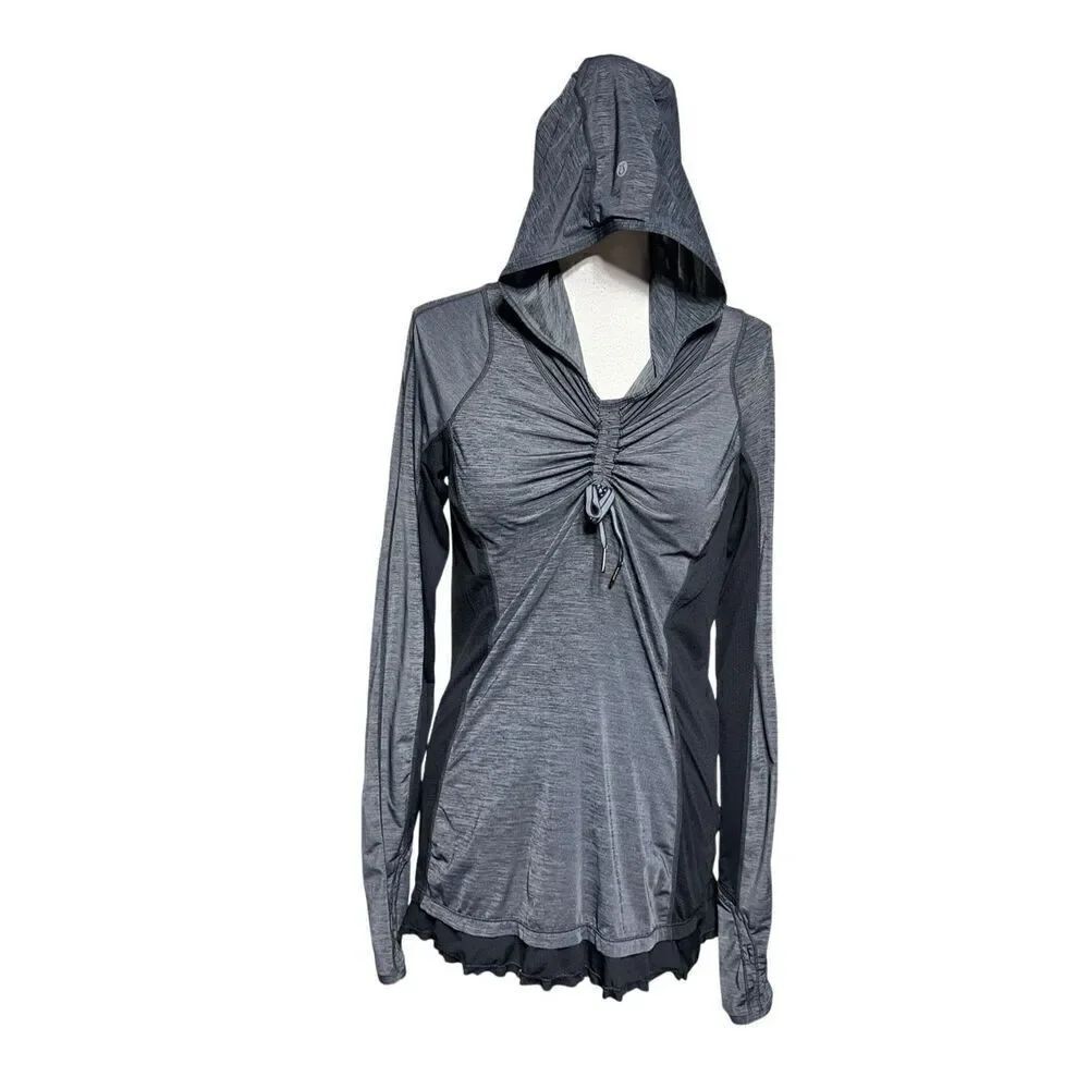 Lululemon Hooded Long Sleeve Pullover Drawstring Chest Graphite Size 8